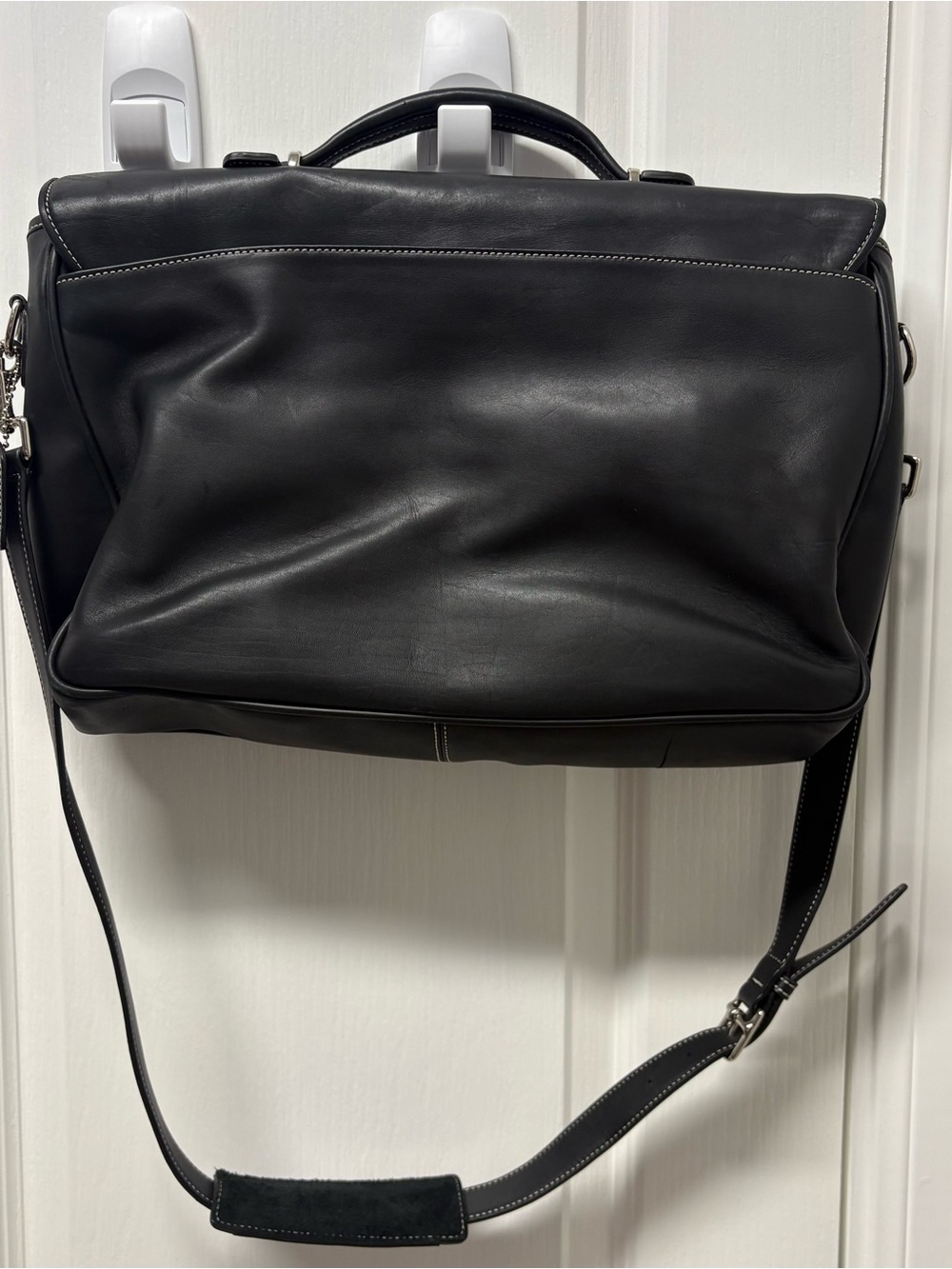 Vintage Black COACH #6457 Lexington Leather Turn Lock Briefcase Messenger Bag - Picture 2 of 16
